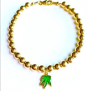 14K Stackable Cannabis Charm Bracelet
